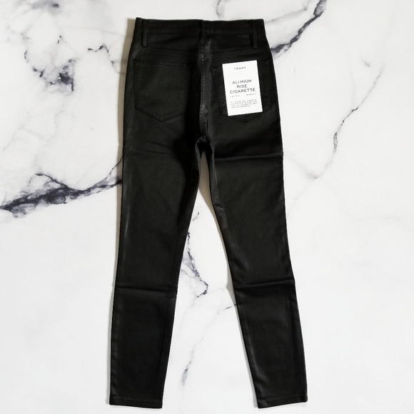 Frame Ali High Rise Cigarette Jean in Noir Coated - Picture 5 of 14